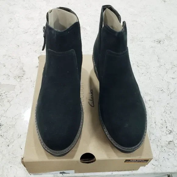 Clarks Collection Women's Size 7 W Airabell Suede Wedge Ankle Bootie Black NEW - Picture 5 of 13